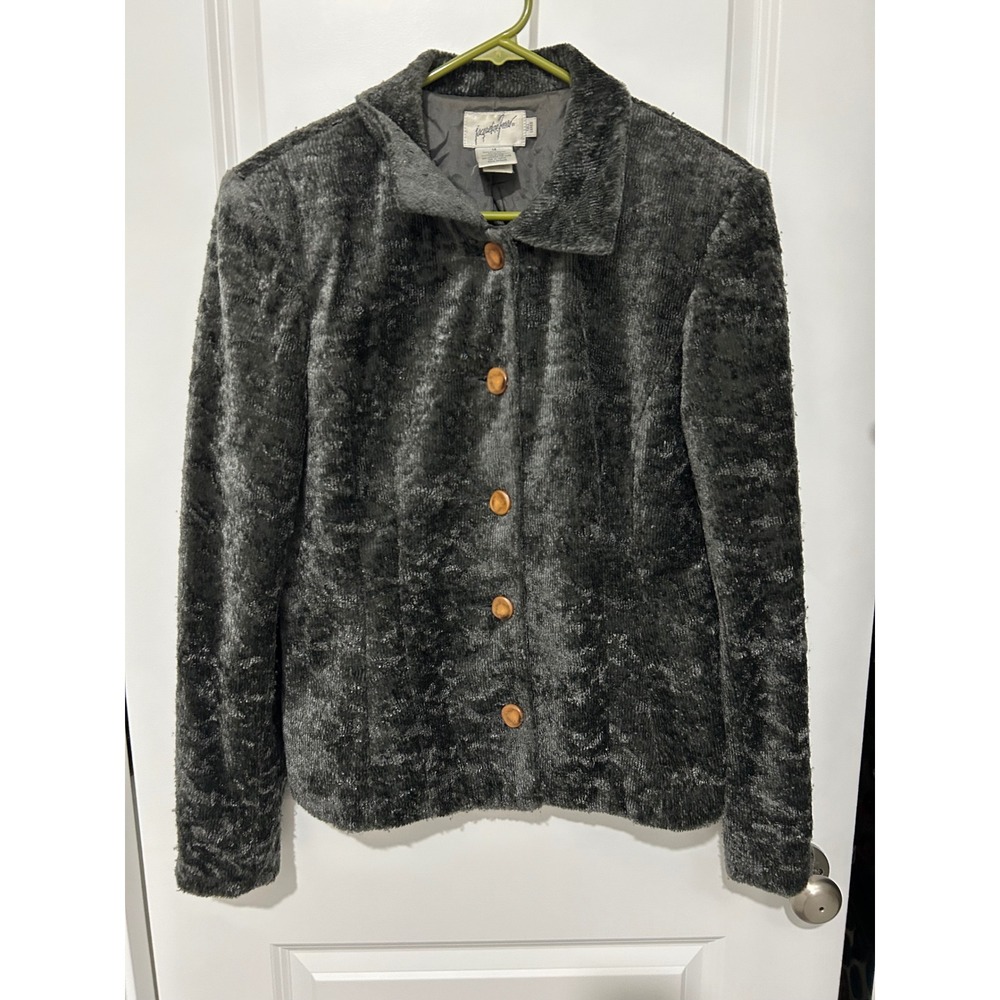 Jacqueline Ferrar Textured Faux Fur Jacket Women's Size 14‎ tall vintage